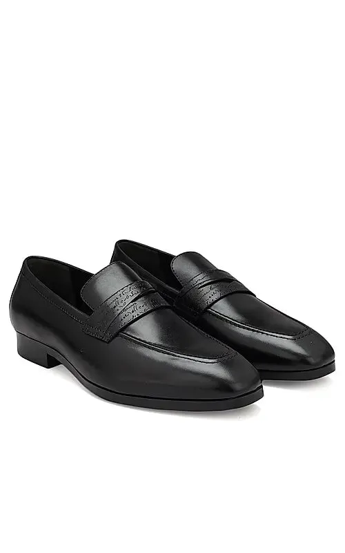 Black Signato Leather Loafers