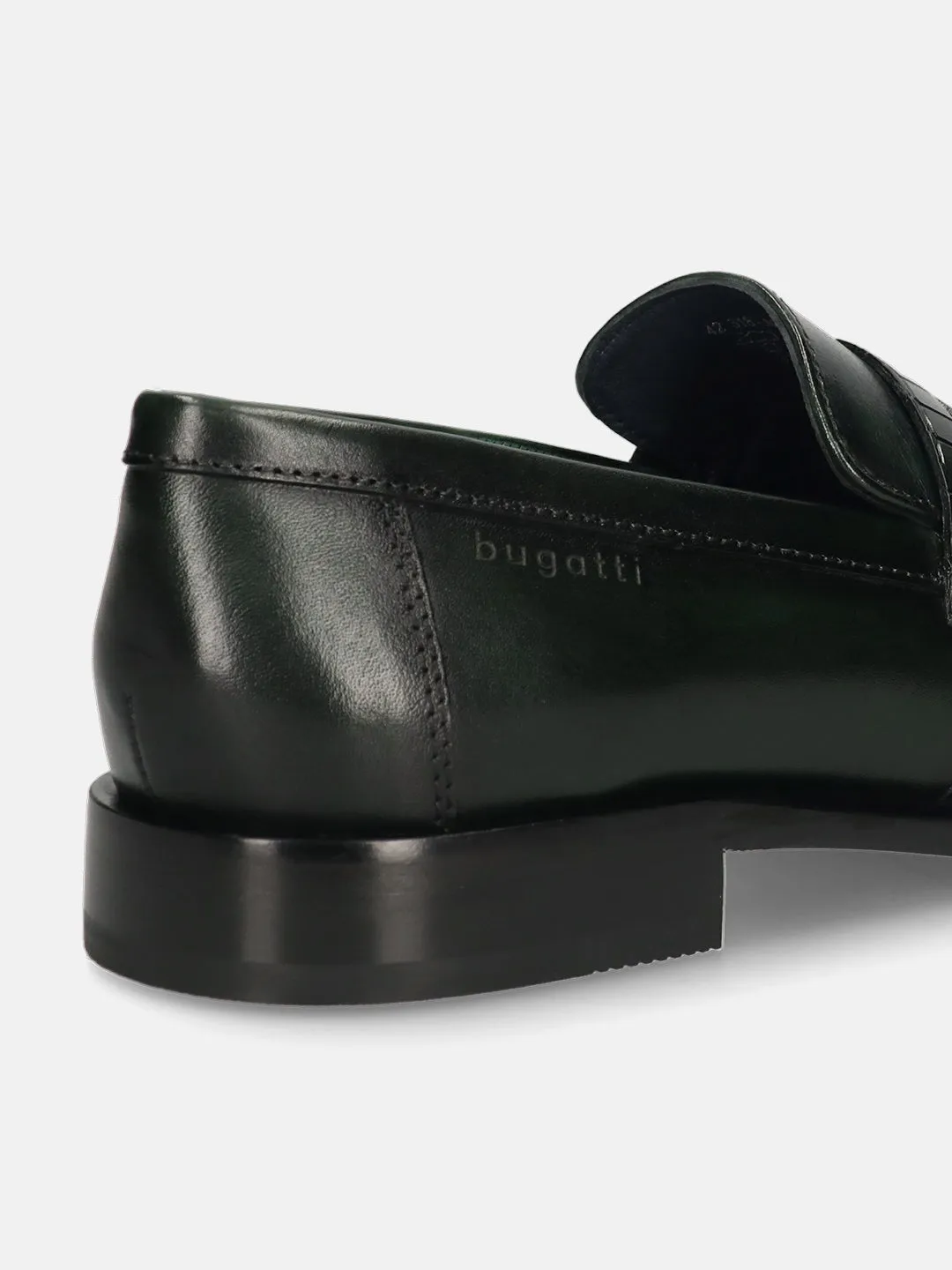 bugatti Dark Green Premium Leather Slip-ons Formal