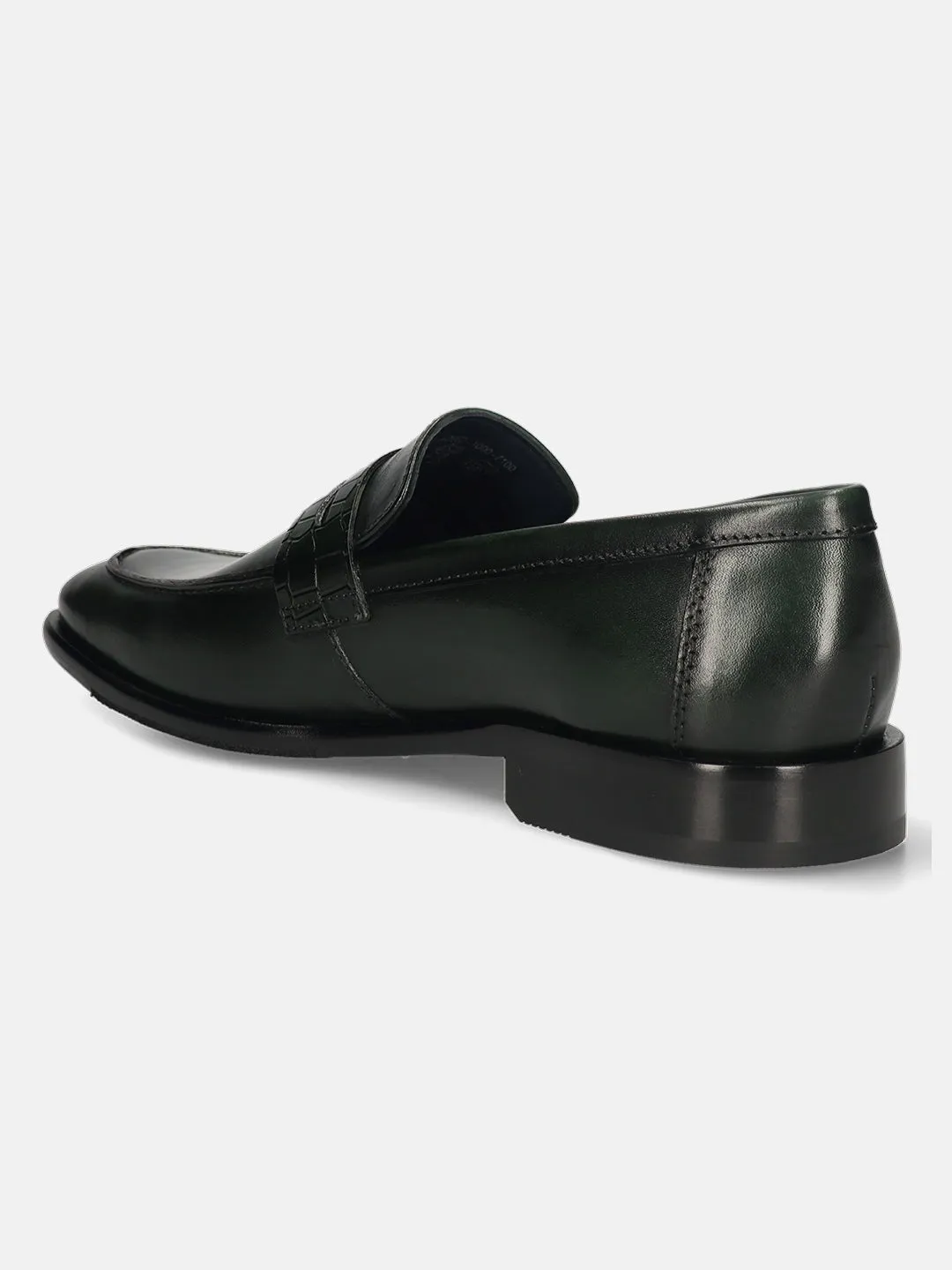 bugatti Dark Green Premium Leather Slip-ons Formal