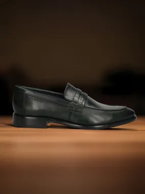 bugatti Dark Green Premium Leather Slip-ons Formal