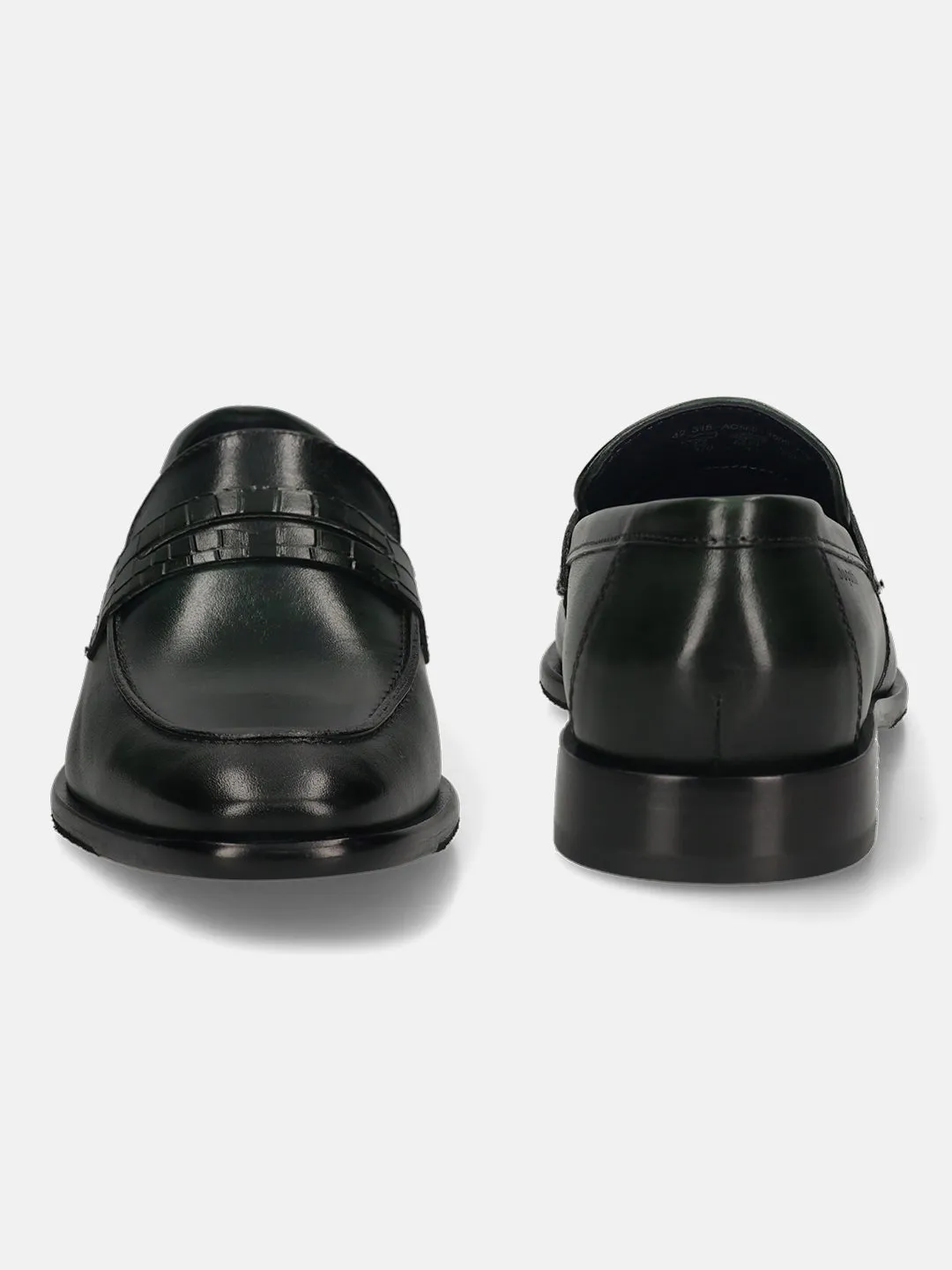 bugatti Dark Green Premium Leather Slip-ons Formal