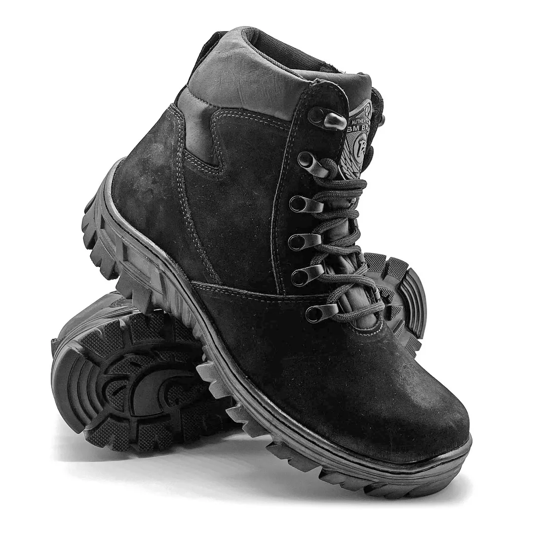 Combat Boots Black Leather Ankle Hiking Rock Nubuck