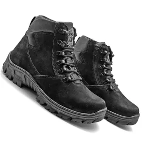 Combat Boots Black Leather Ankle Hiking Rock Nubuck