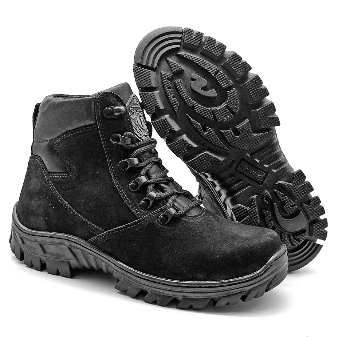 Combat Boots Black Leather Ankle Hiking Rock Nubuck