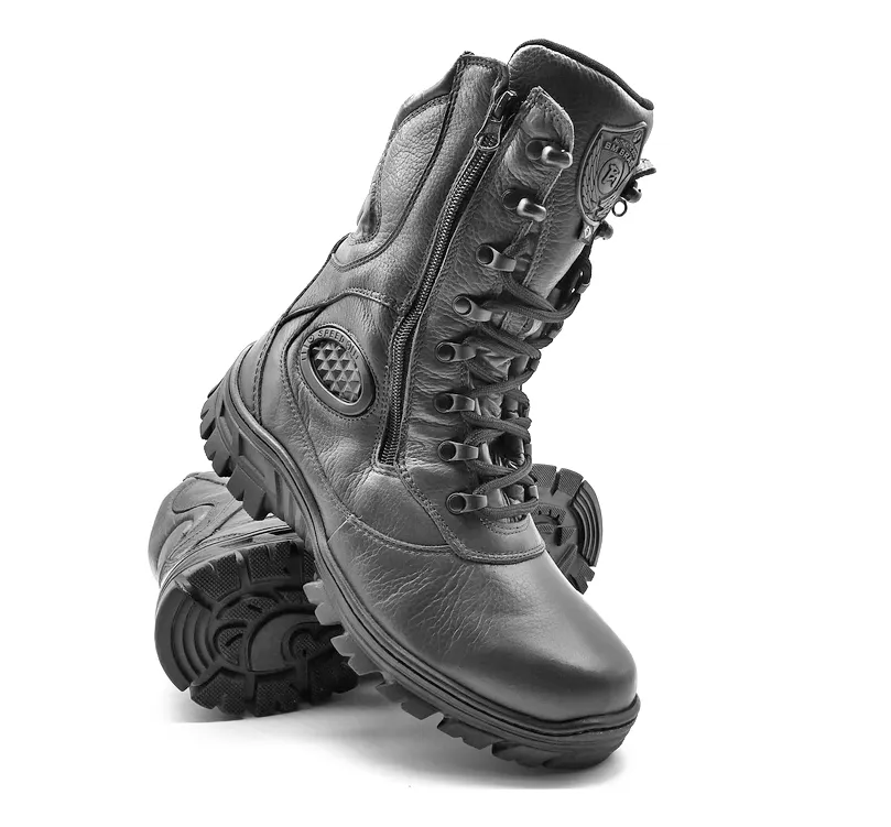 Combat Boots Black Leather Tactical Military Army Zipper