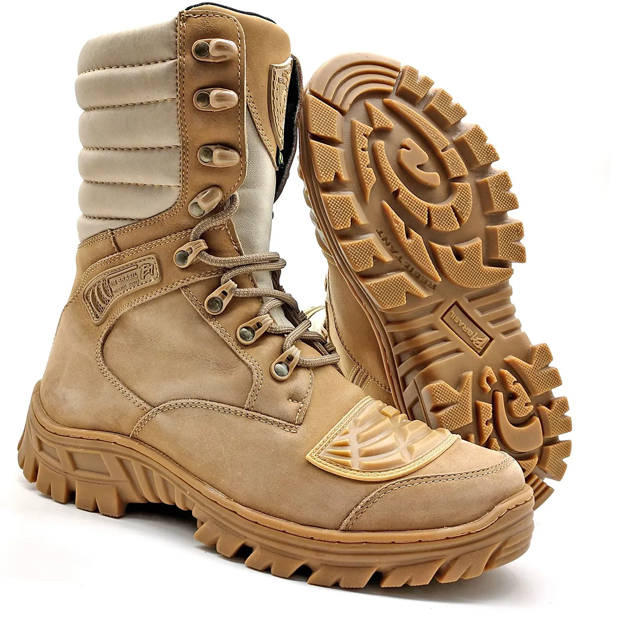 Combat Boots Tan Leather Tactical Army Zipper