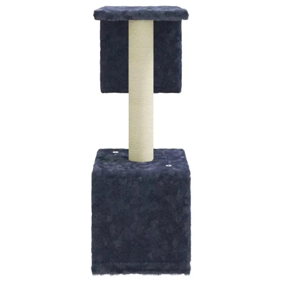 Compact Cat Tree with 2 Plush Condos, Perch & Scratching Posts