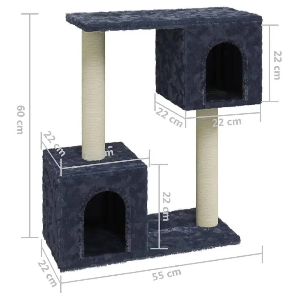 Compact Cat Tree with 2 Plush Condos, Perch & Scratching Posts
