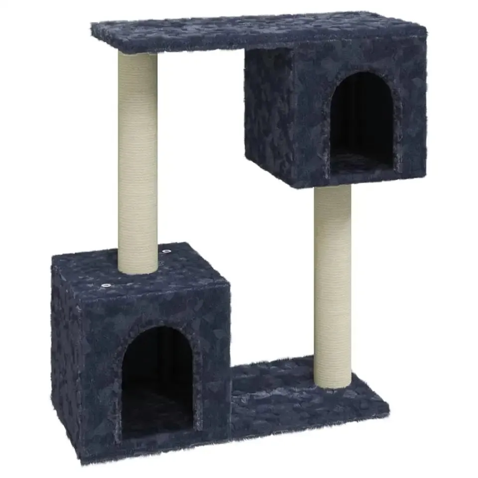 Compact Cat Tree with 2 Plush Condos, Perch & Scratching Posts