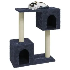 Compact Cat Tree with 2 Plush Condos, Perch & Scratching Posts