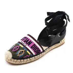 Dior Khaki & Pink Canvas Espadrilles Size US 9 | EU 39