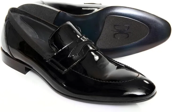 Giovanni Conti 3181-01 Mens Black Ultra Patent Leather Loafers.