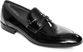 Giovanni Conti 3181-01 Mens Black Ultra Patent Leather Loafers.