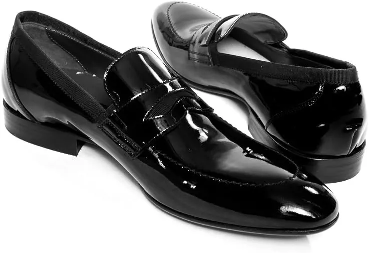 Giovanni Conti 3181-01 Mens Black Ultra Patent Leather Loafers.