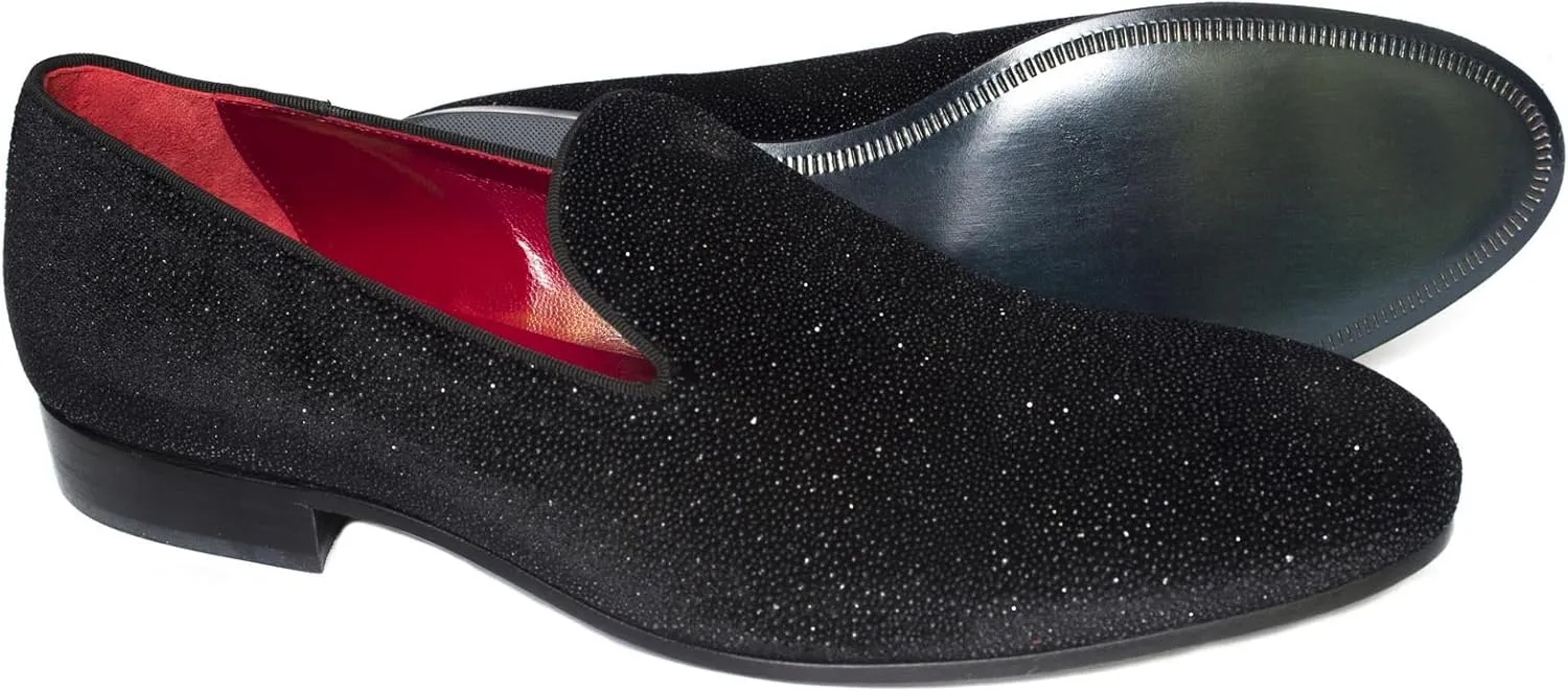 Giovanni Conti 3405-15 Italian Black Loafers w/Decorations