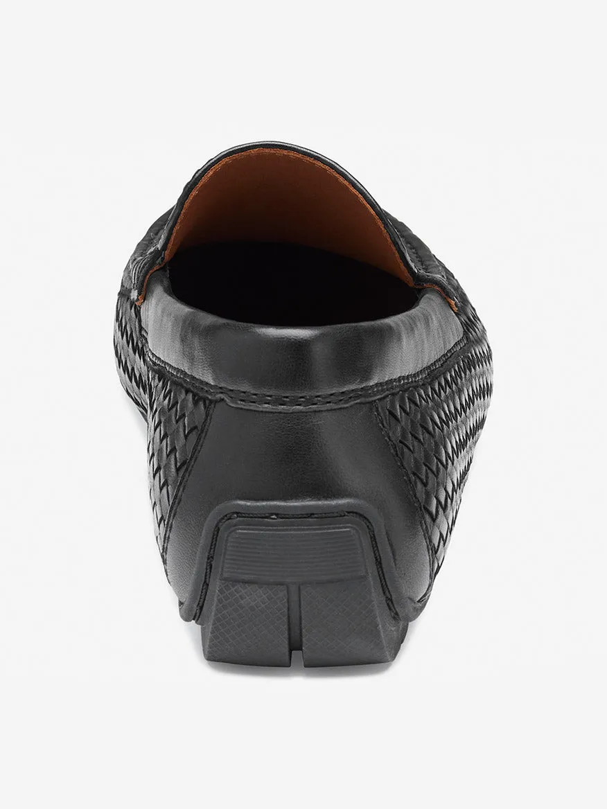 J & M Collection Baldwin Driver Woven Slip-On in Black Sheepskin