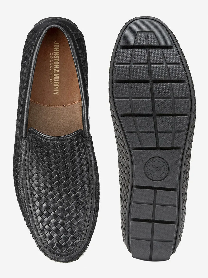 J & M Collection Baldwin Driver Woven Slip-On in Black Sheepskin