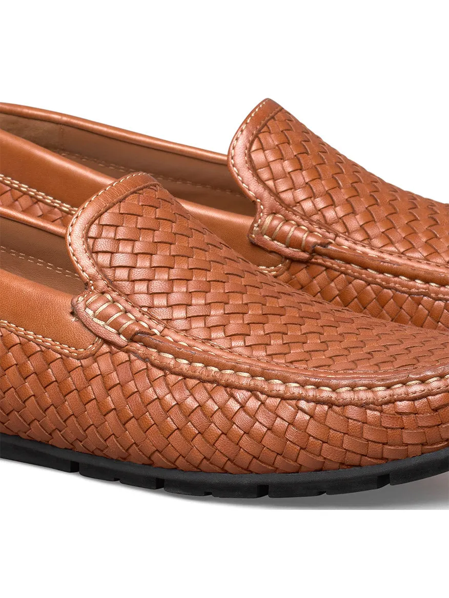 J & M Collection Baldwin Driver Woven Slip-On in Tan Sheepskin
