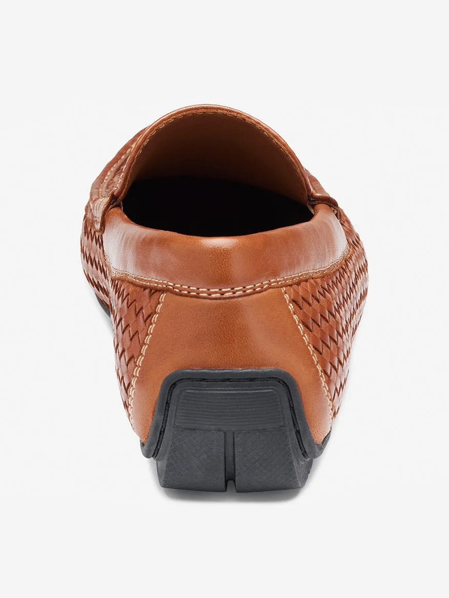 J & M Collection Baldwin Driver Woven Slip-On in Tan Sheepskin