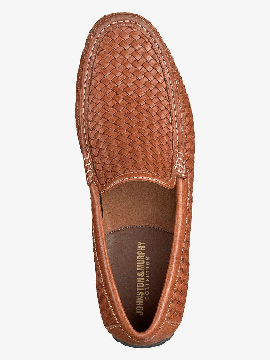 J & M Collection Baldwin Driver Woven Slip-On in Tan Sheepskin
