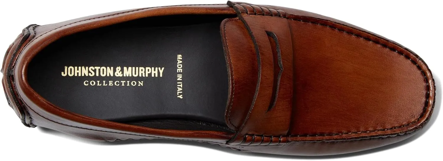 Johnston & Murphy Mens Dayton Penny Shoes - Mens Dress Shoes, Leather Moccasin Shoes, Dress Shoes for Men, Cushioned Footbed, Mens Penny Loafers, Business Casual Shoes