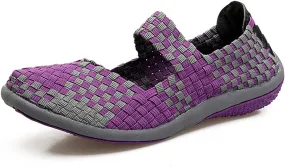 JOYVIP Womens Curly Type Ballet Flats Slip On Comfort Loafers Handmade Woven Shoes