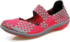 JOYVIP Womens Curly Type Ballet Flats Slip On Comfort Loafers Handmade Woven Shoes