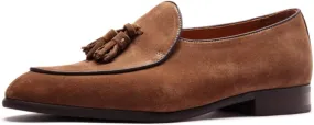 Loafers for Men - High-Gloss Suede Tassel Loafers | Premium Dress Shoes with Italian Brushed Calfskin & Blake Stitch Construction | Business Casual Slip-Ons