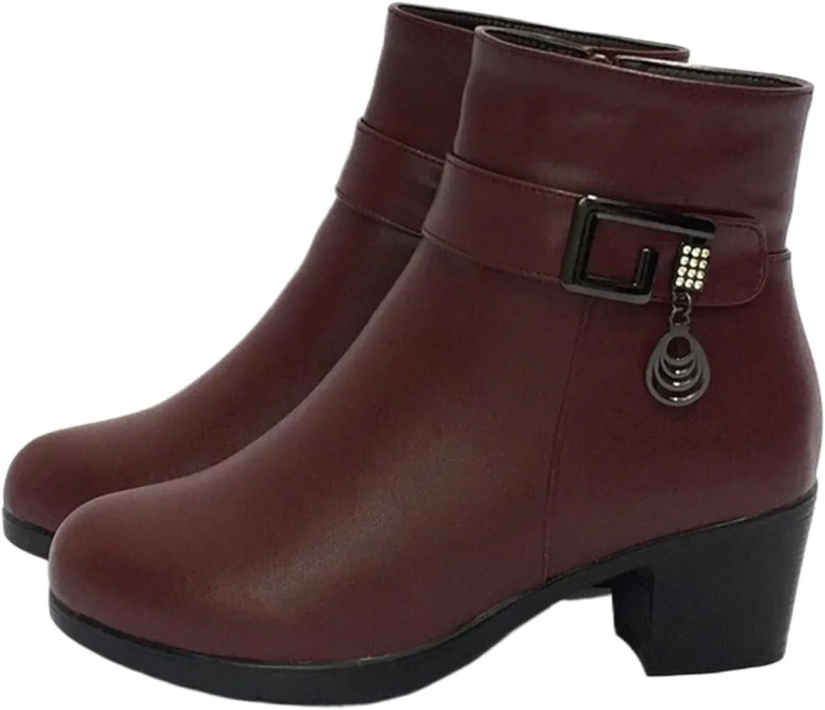 Loafers For Women Italian Genuine Leather Womens Boots with Wool Lining - Stylish Heels for Every Occasion