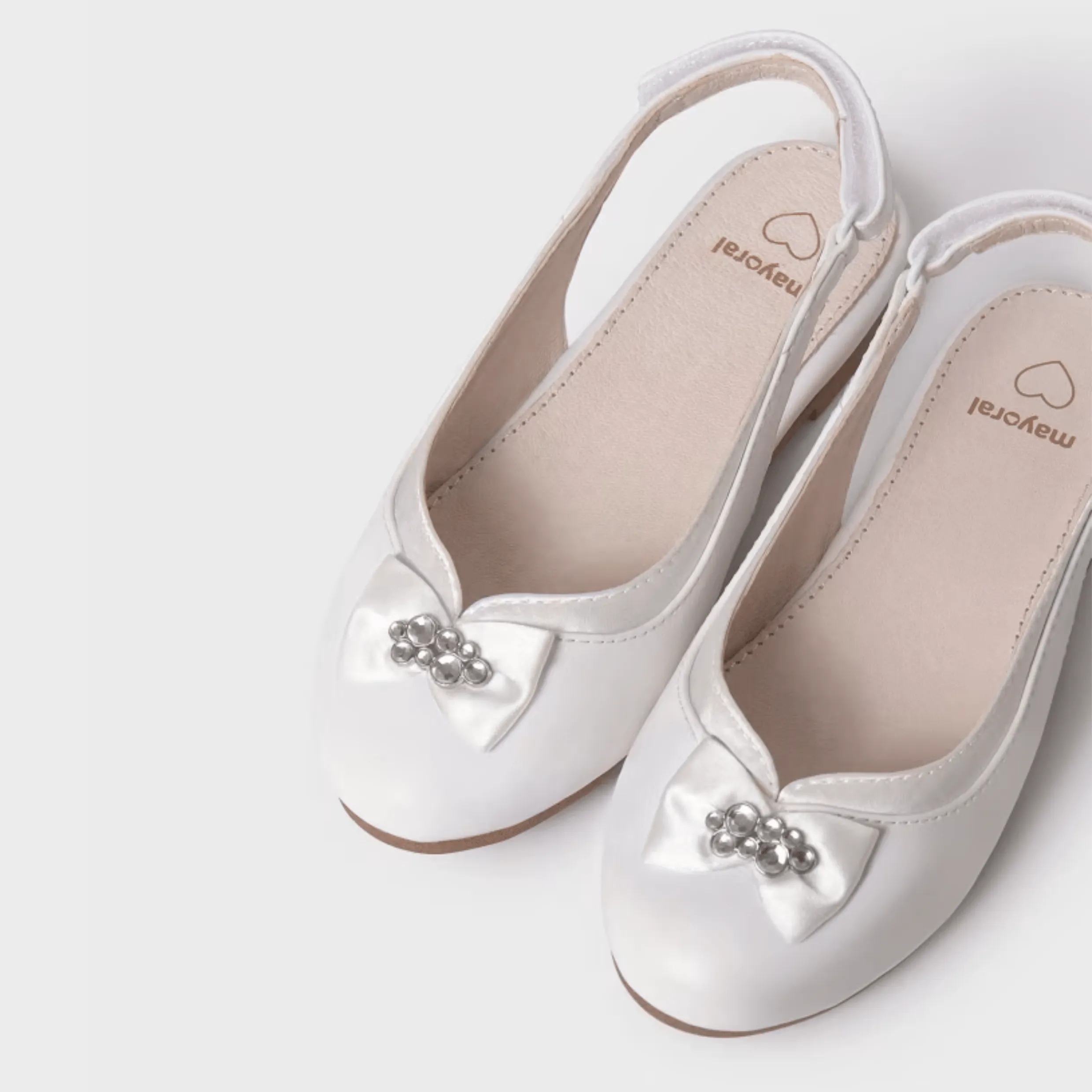 Mayoral Ballet Flats with Bow - Pearl white