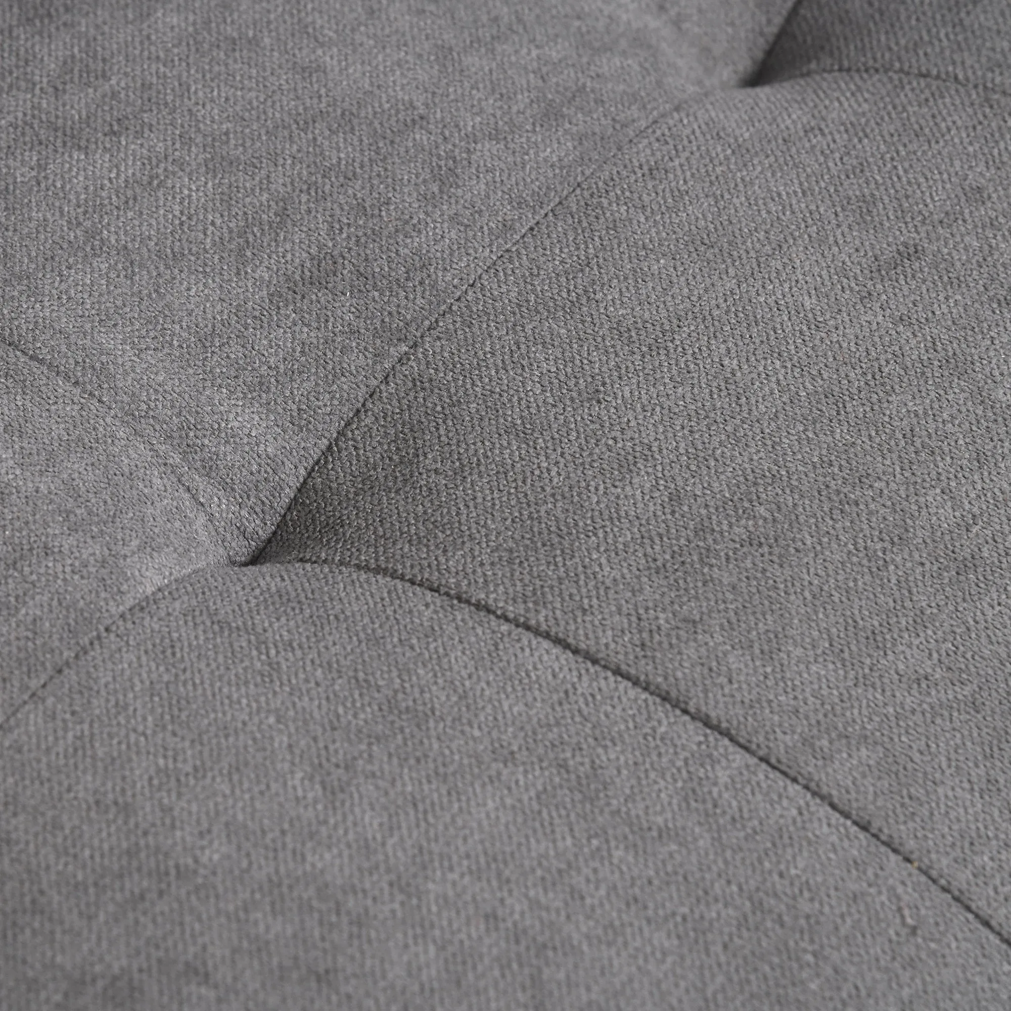 Modern Loveseat Sofa Button-Tufted Fabric Couch with Storage Chest, Rubberwood Legs, Grey Chest Wood Legs