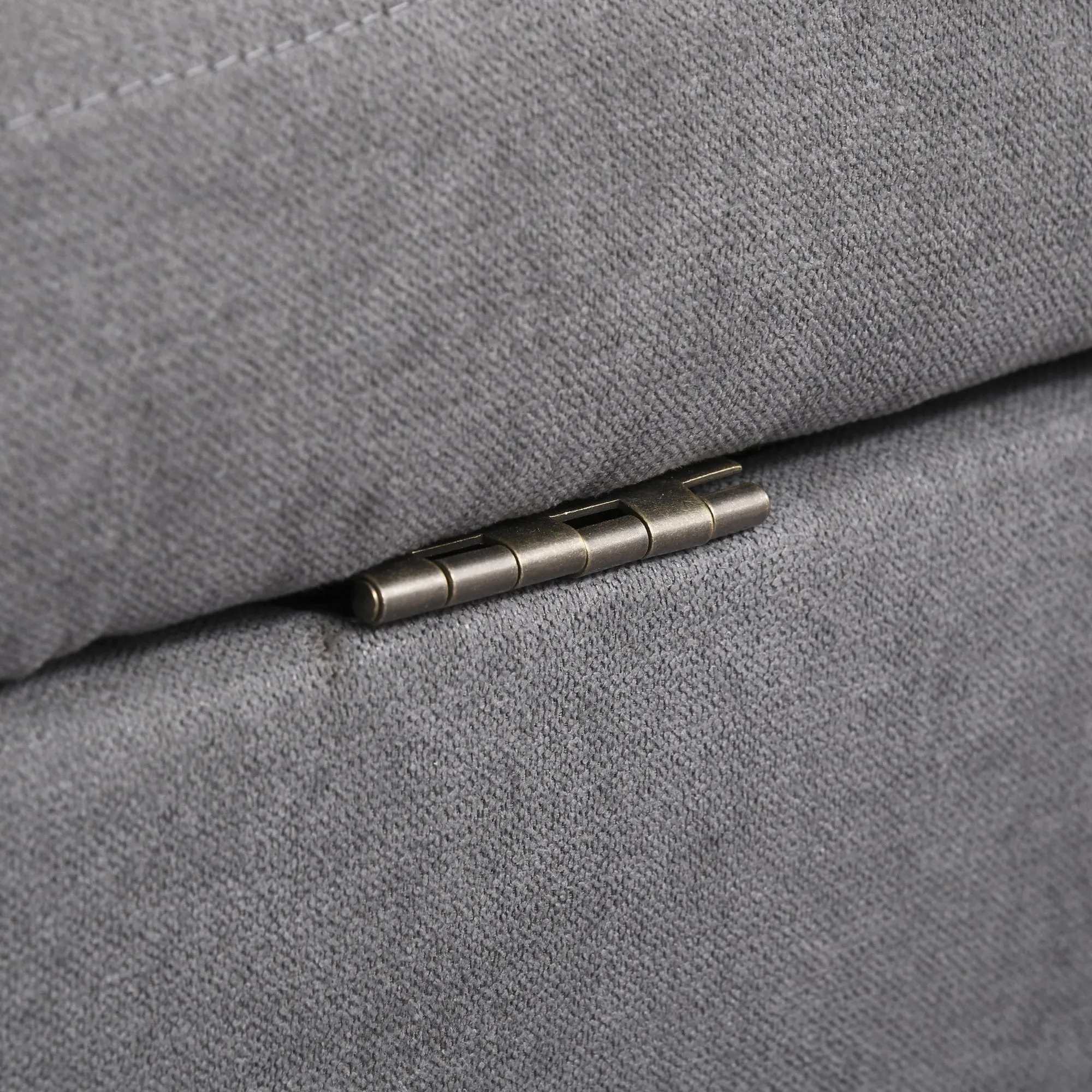 Modern Loveseat Sofa Button-Tufted Fabric Couch with Storage Chest, Rubberwood Legs, Grey Chest Wood Legs