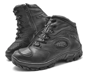 Motorcycle Boots Black Leather Tactical Hiking