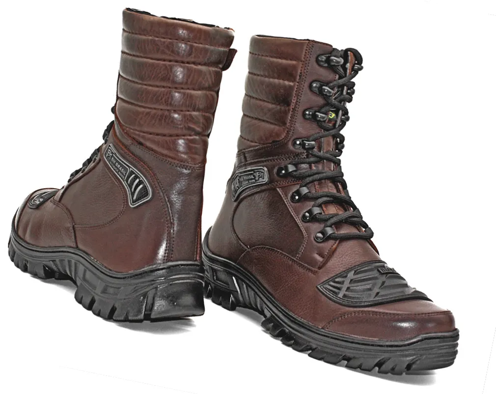 Motorcycle Boots Brown Leather Tactical Army Zipper Combat