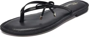 NianEr Womens Microfiber Leather Comfort Foam Bow Dress Thong Sandals Summer Fashion Flat Slip On Slides Flip Flops
