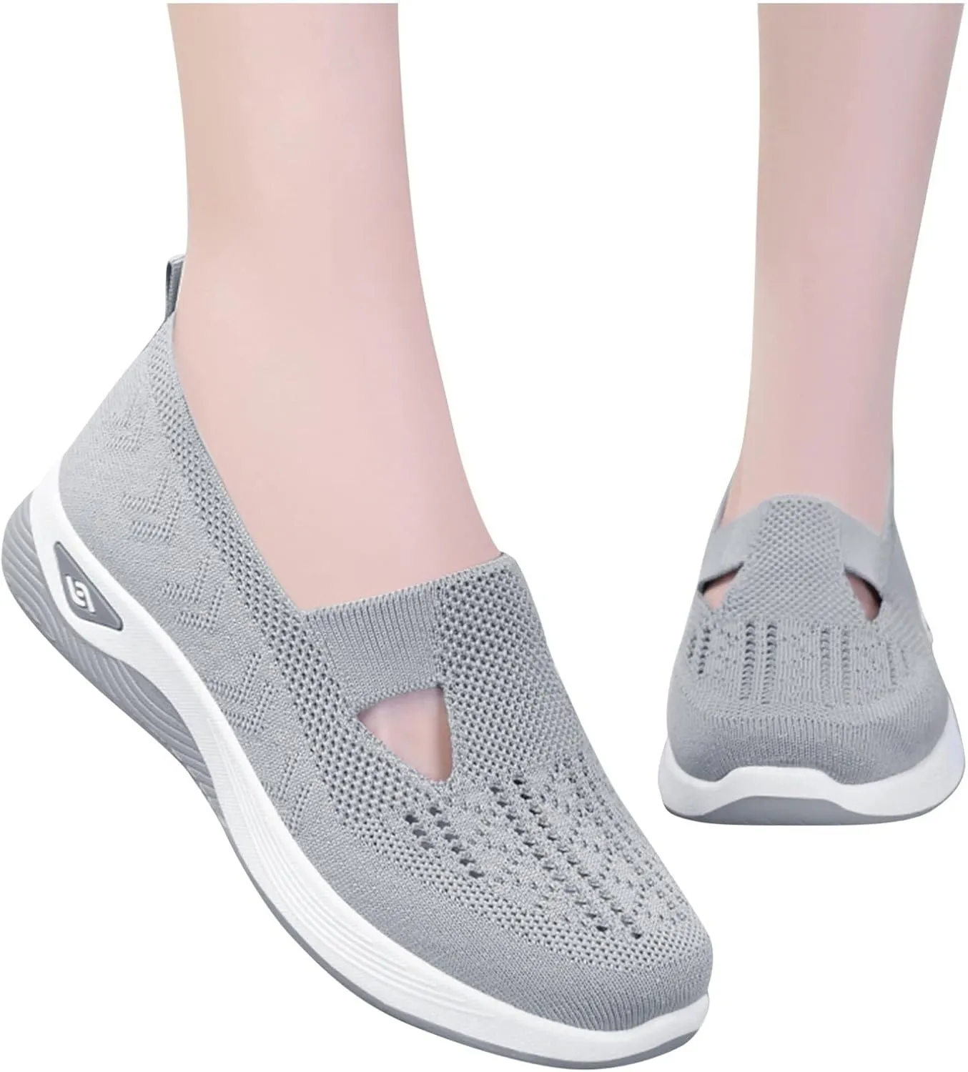 Orthopedic Shoes for Women Woven Slip on Go Walking Shoes Arch Support Breathable Casual Shoes Lightweight Foam Shoe