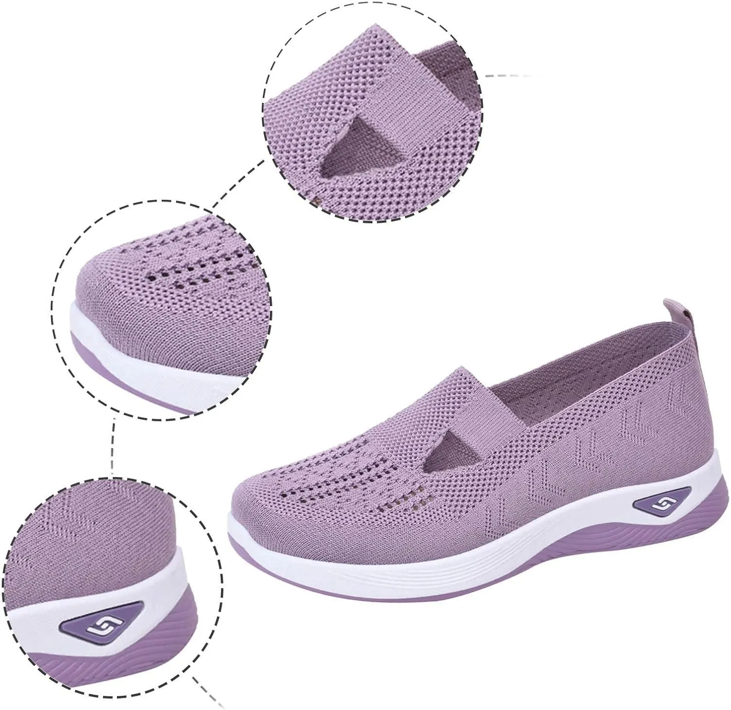 Orthopedic Shoes for Women Woven Slip on Go Walking Shoes Arch Support Breathable Casual Shoes Lightweight Foam Shoe