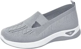 Orthopedic Shoes for Women Woven Slip on Go Walking Shoes Arch Support Breathable Casual Shoes Lightweight Foam Shoe