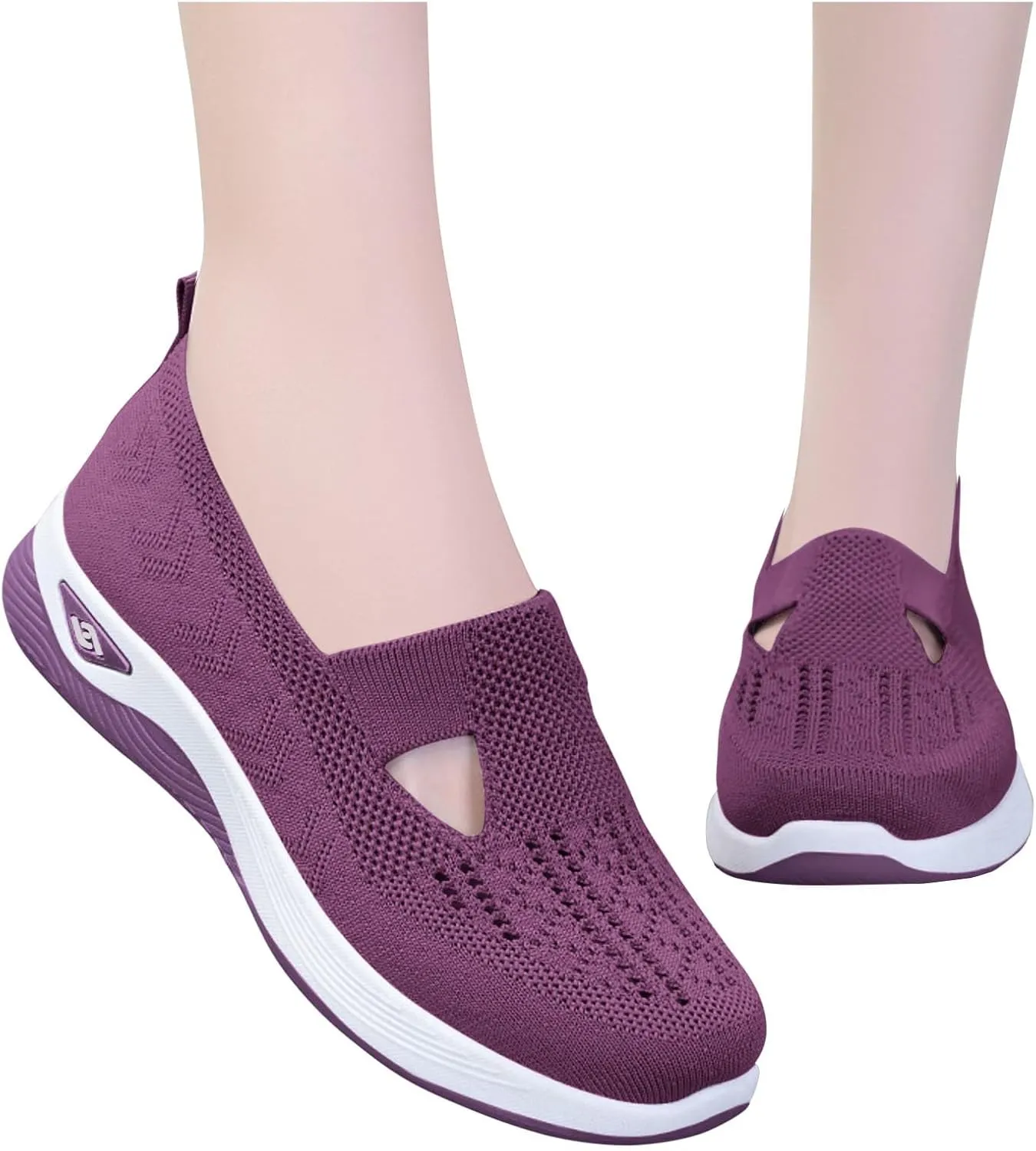Orthopedic Shoes for Women Woven Slip on Go Walking Shoes Arch Support Breathable Casual Shoes Lightweight Foam Shoe