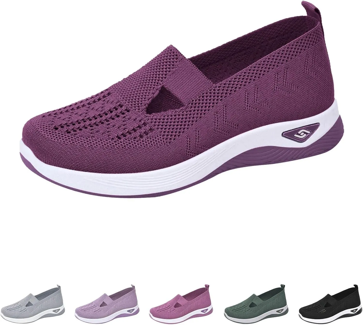 Orthopedic Shoes for Women Woven Slip on Go Walking Shoes Arch Support Breathable Casual Shoes Lightweight Foam Shoe