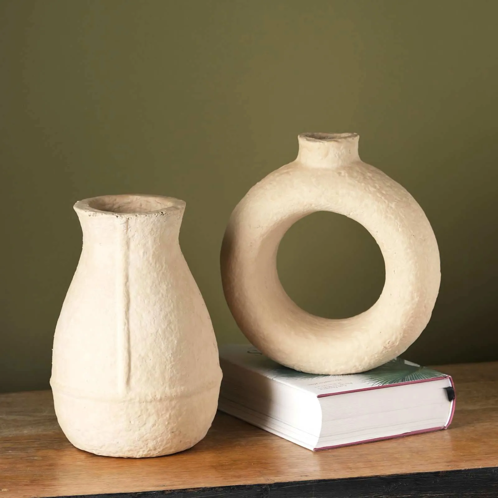 Paper Mache Vase - off white