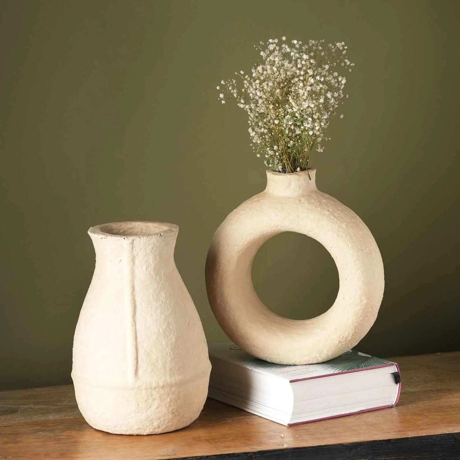 Paper Mache Vase - off white