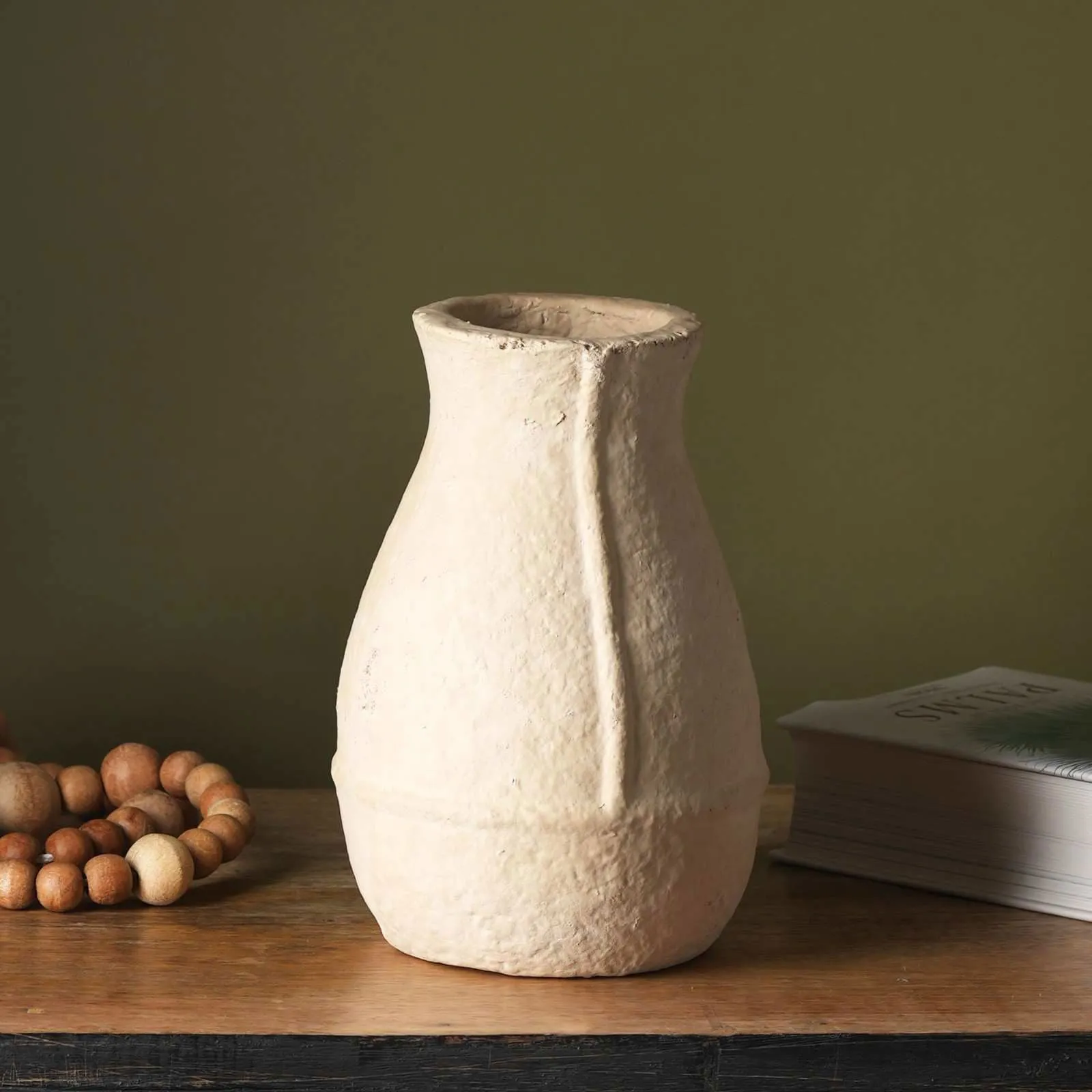 Paper Mache Vase - off white