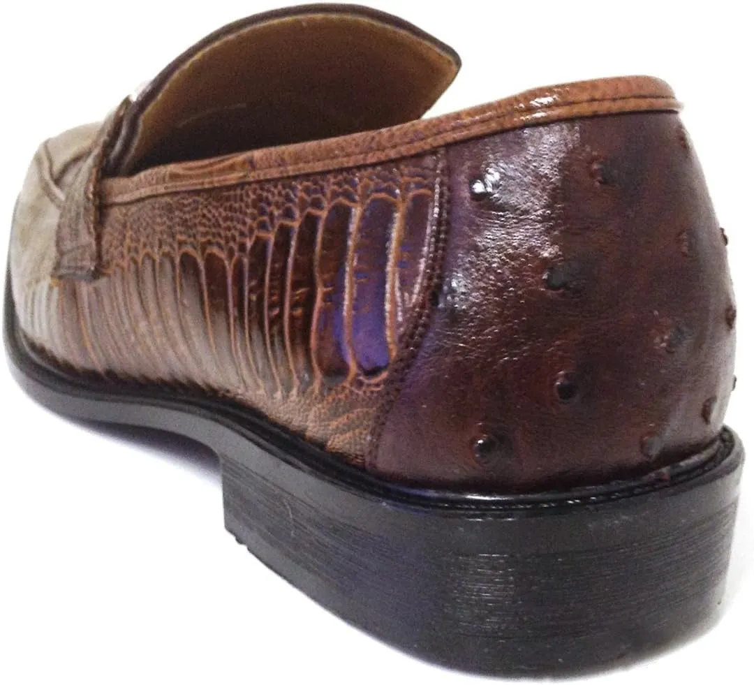 Pazzini Men's Dress Shoes Fashion Casual Loafers Slip on Italian Style Ostrich Lizard Snake Print