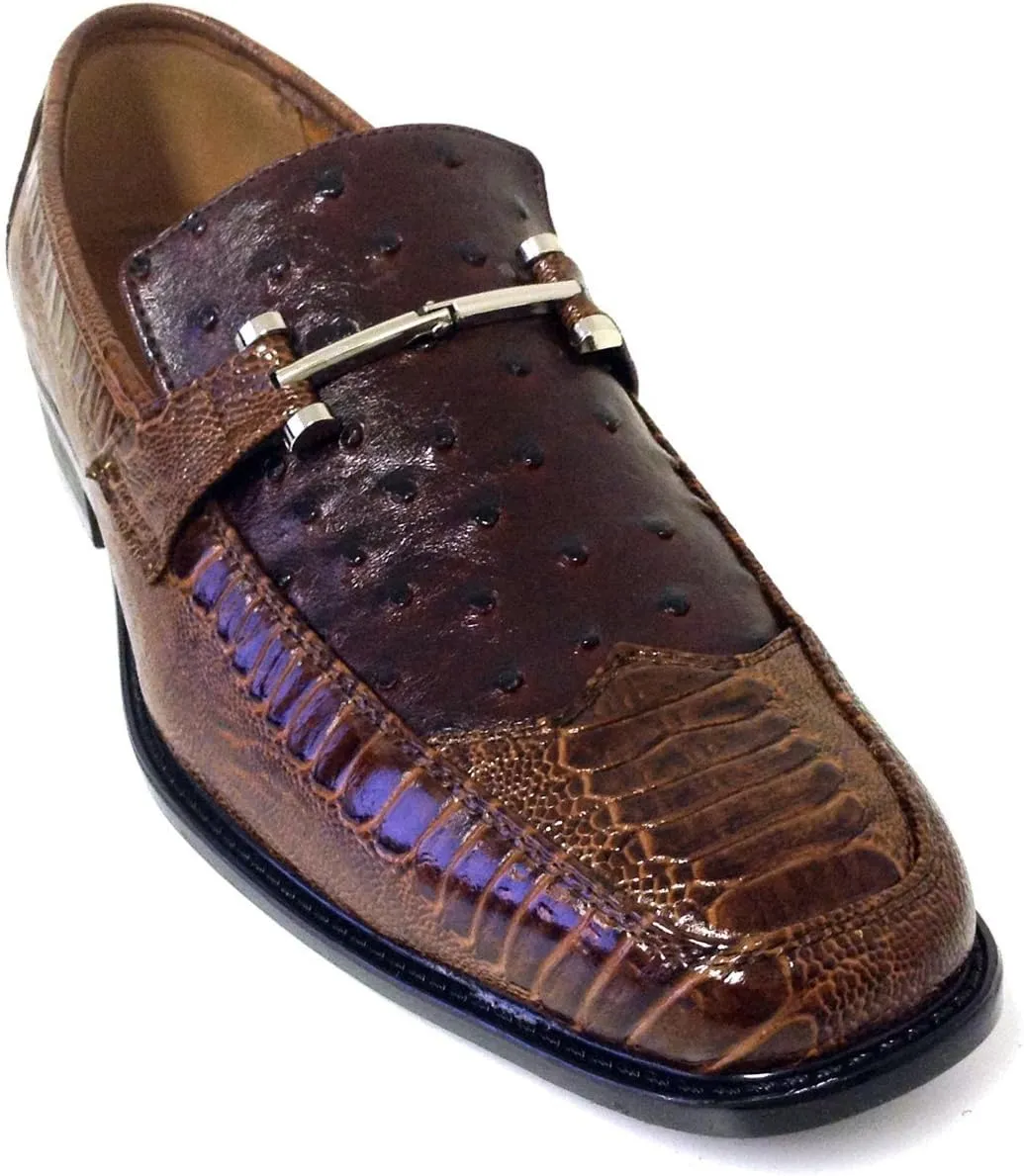 Pazzini Men's Dress Shoes Fashion Casual Loafers Slip on Italian Style Ostrich Lizard Snake Print