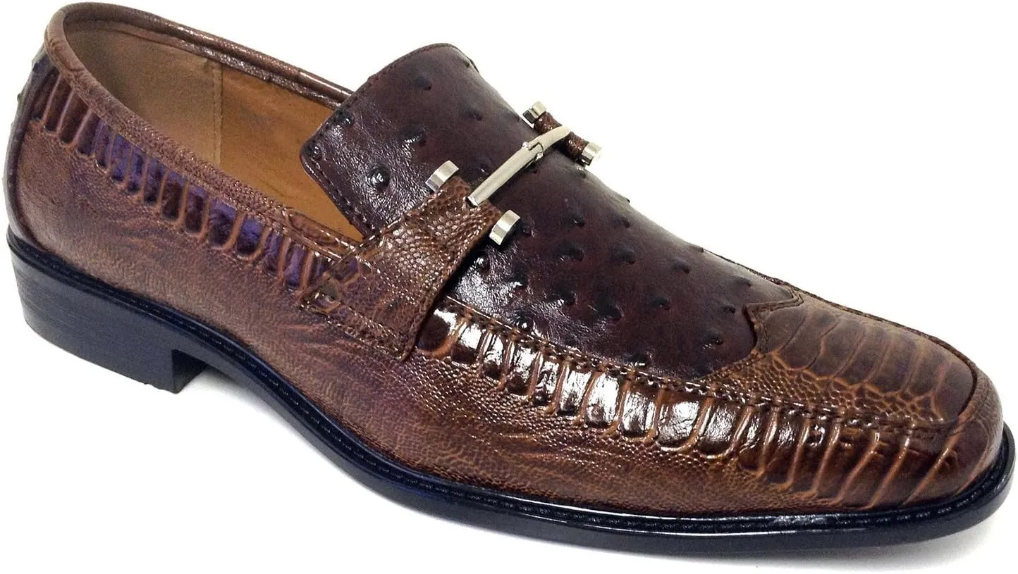 Pazzini Men's Dress Shoes Fashion Casual Loafers Slip on Italian Style Ostrich Lizard Snake Print
