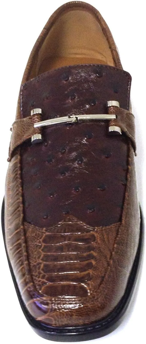 Pazzini Men's Dress Shoes Fashion Casual Loafers Slip on Italian Style Ostrich Lizard Snake Print