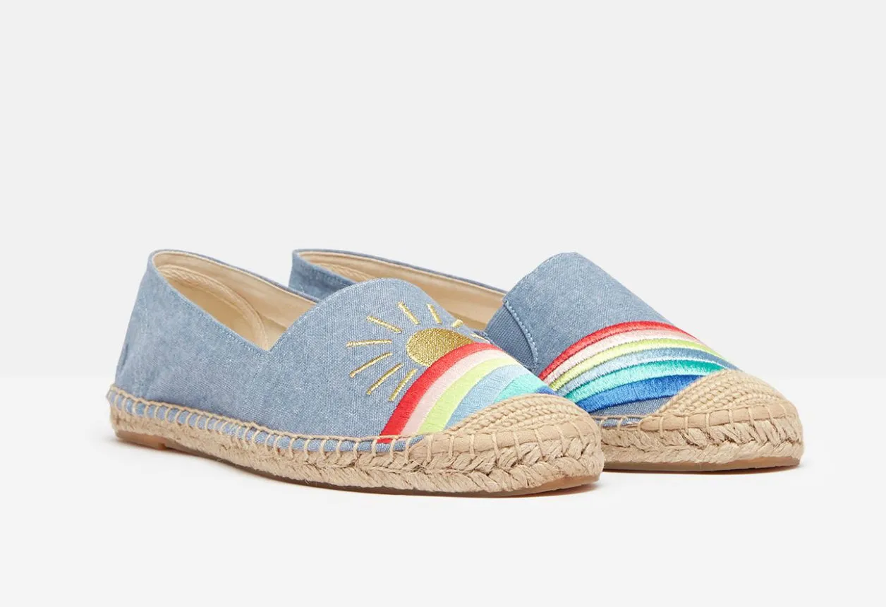 Shelbury Chambray Embroidered Espadrilles  - Ladies - Select Size