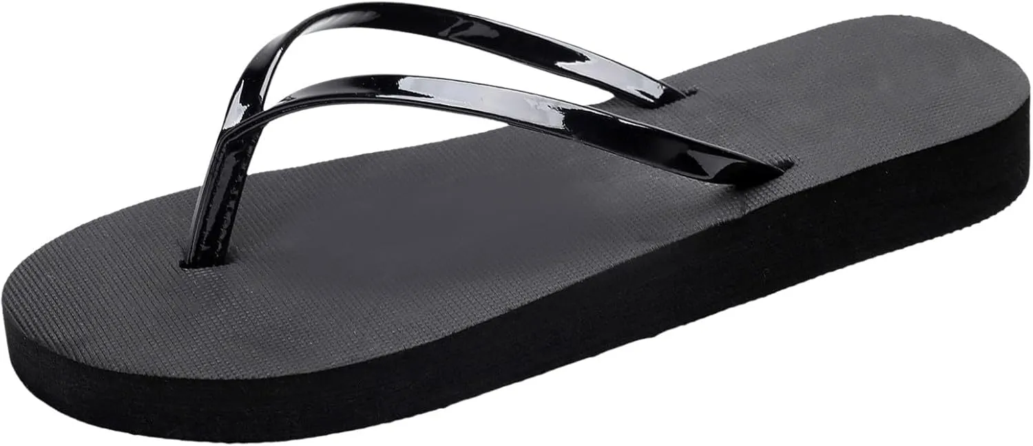Slim Flip Flops for Women, Ladies Shower Slippers Flat for Summer Beach Pool Thongs Rubber Soft Slide Slip-on Shoes