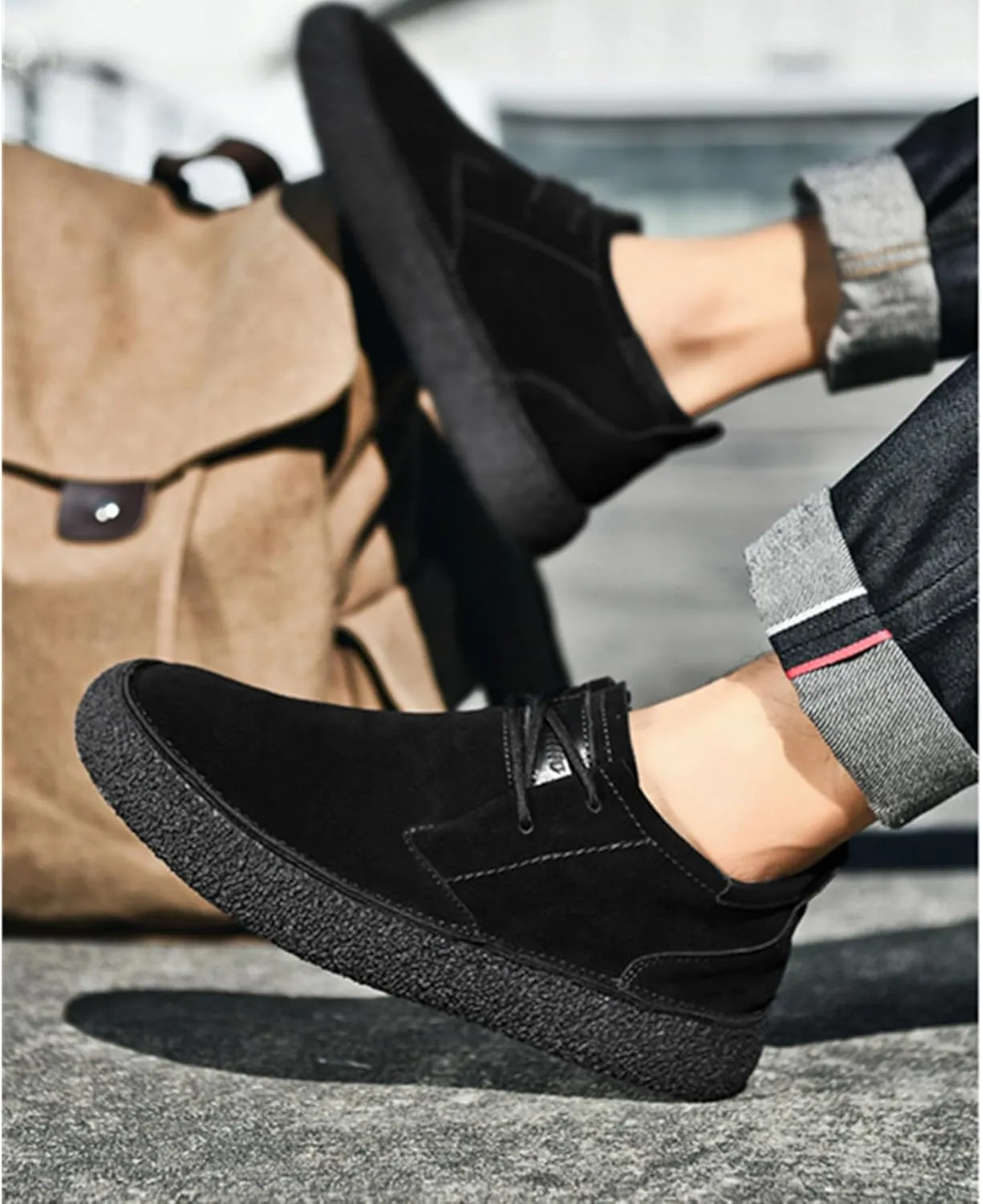SywzX&xfybz Cow Suede Men's Casual Loafers Anti Slip Soft Soled Driving Shoes Men's Leather Shoes